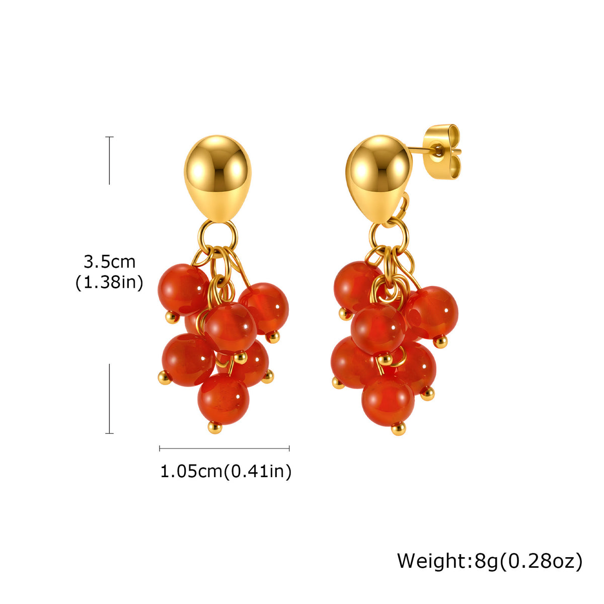 Stainless Steel Tiger's Eye Heart Earrings