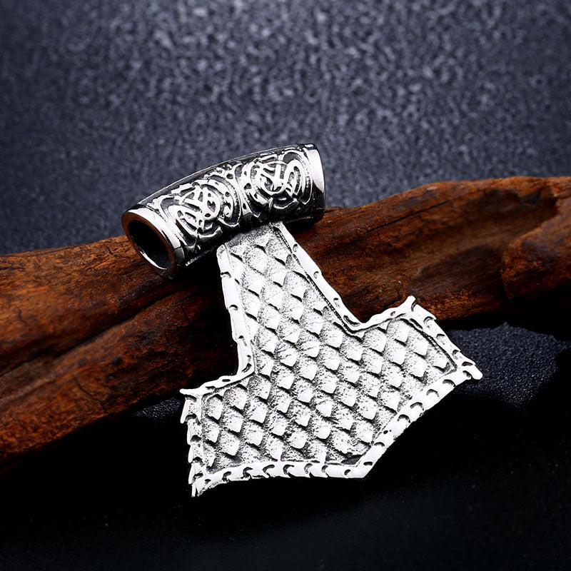 Viking – Thor's Hammer Stainless Steel Pendant – Men's Titanium Steel Pendant Necklace