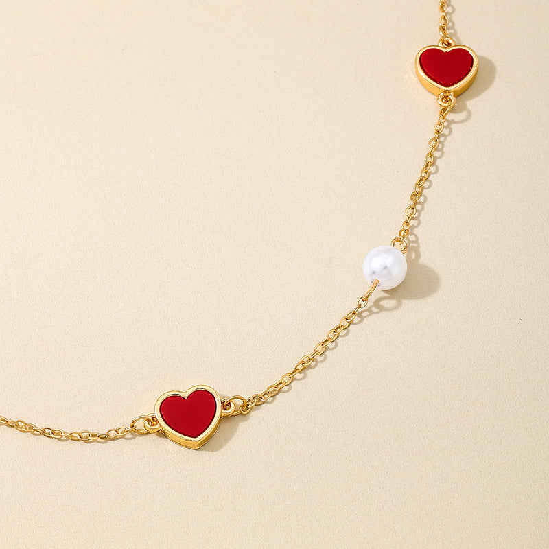 Planderful Vienna Verve Necklace – Elegant Metal Design with Red Love Pearls