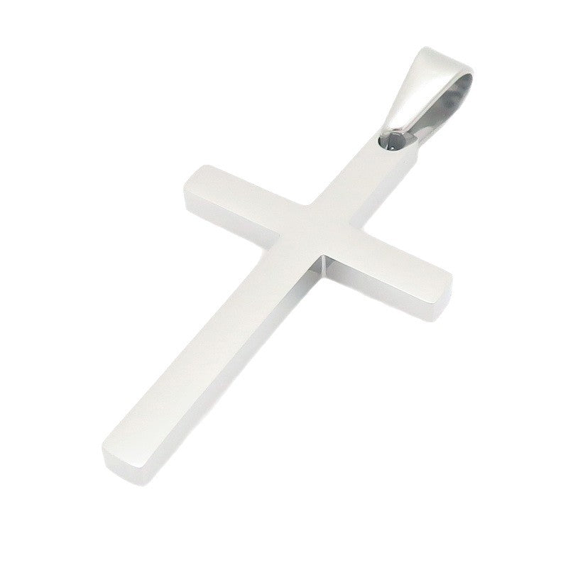 Japanese And Korean Pendant, And Smooth Cross Stainless Steel Men's And Women's Jewelry Necklace