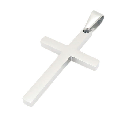 Japanese And Korean Pendant, And Smooth Cross Stainless Steel Men's And Women's Jewelry Necklace
