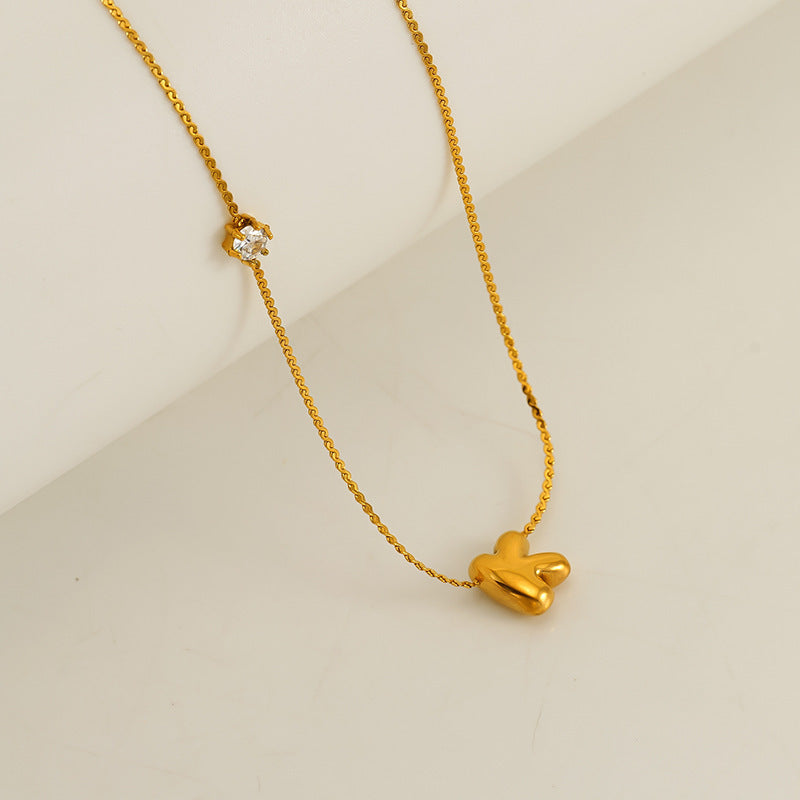 Planderful Jewelry Simple Chubby Bubble Letter Necklace Stainless Steel Personalization Pendant
