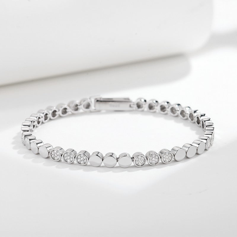 Planderful Moissanite Bracelet for Women Sparkling Round Bubble Design in Sterling Silver Plated Gold