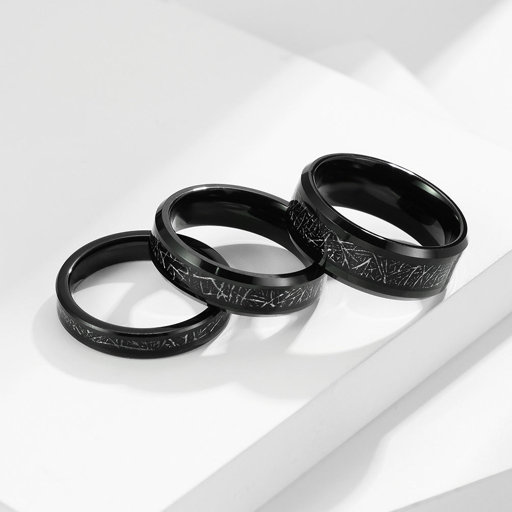 Black Tungsten Steel Inlaid Silk Ring Wholesale for Men