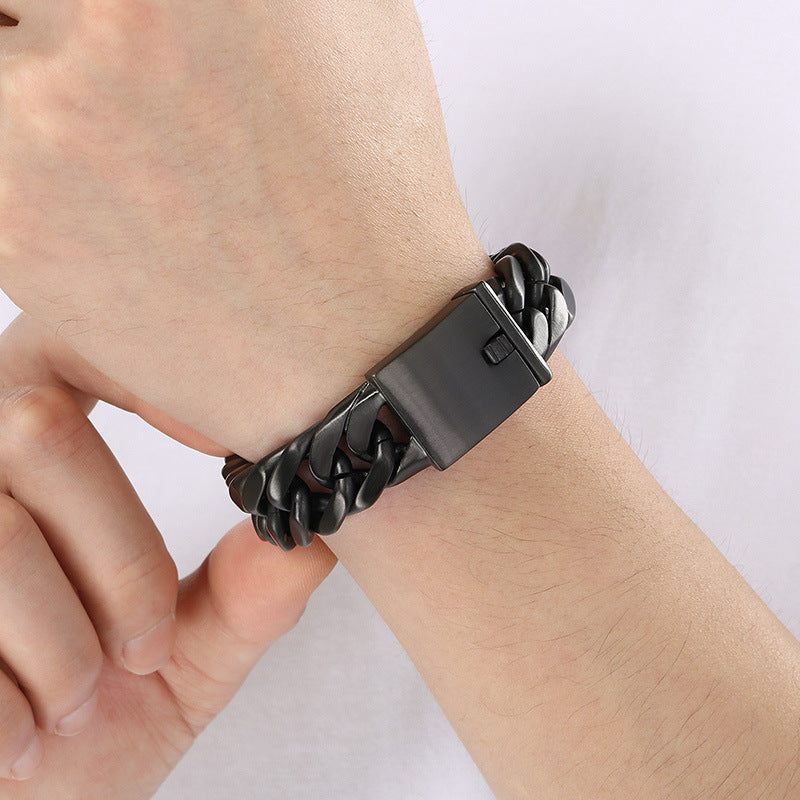 Planderful Premium Cuban Link Bracelet Men 18mm Titanium