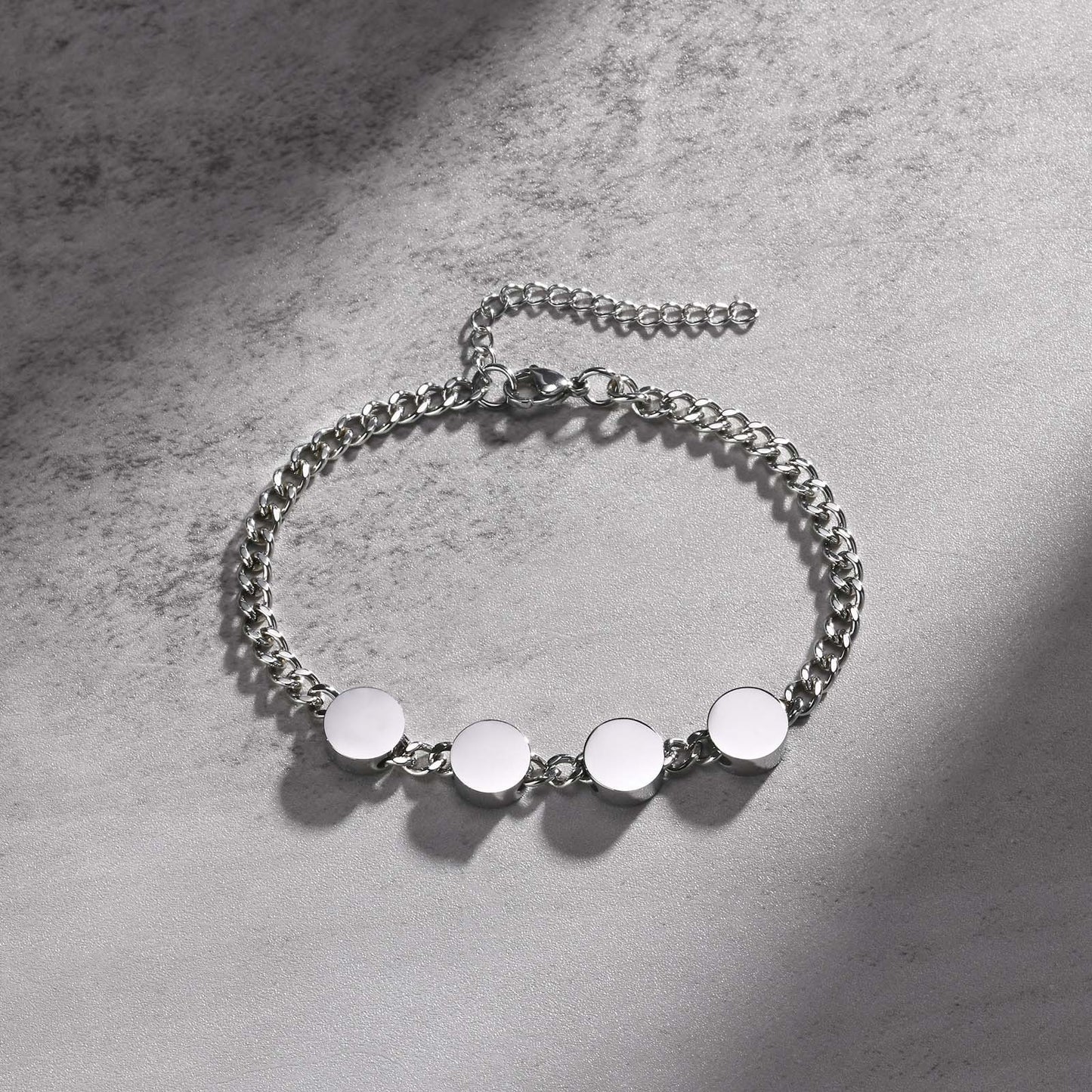 Stainless Steel Round Metal Accessories Cuban Chain Bracelet