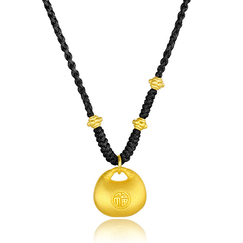 Gold-Tone Fortune Bag Braided Necklace