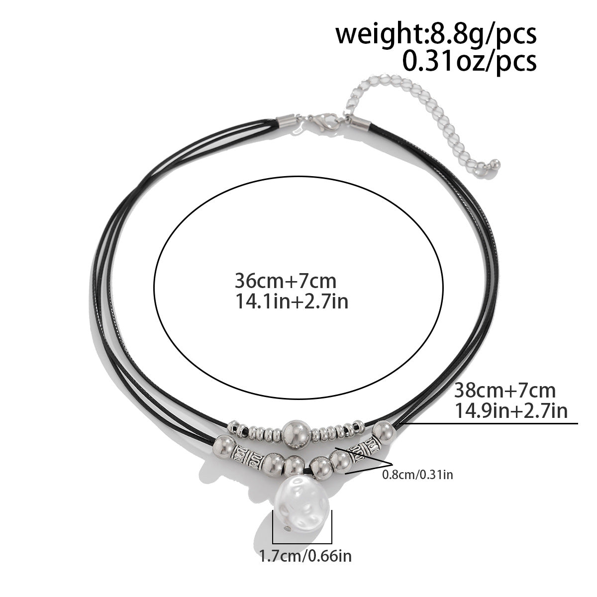 Irregular Pearl-Style Pendant Layered Necklace