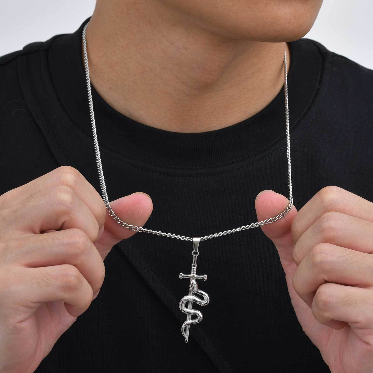 Cross & Snake Pendant — With or Without Chain