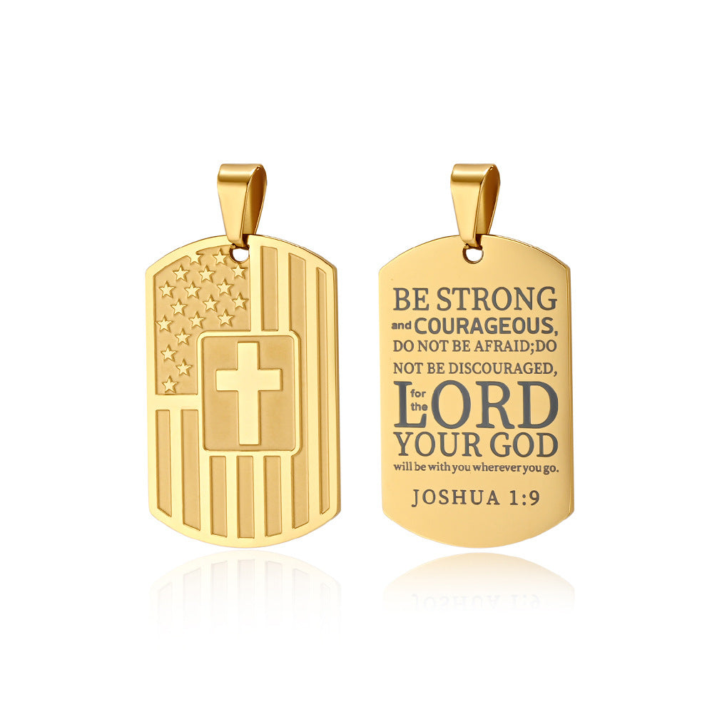 American Flag Cross Necklace - Elegant Military Pendant for Men