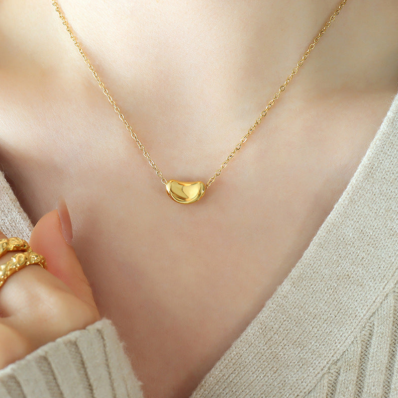 Luxe Gold Bean Collar Necklace - Hypoallergenic Titanium Steel Plated, European and American Design