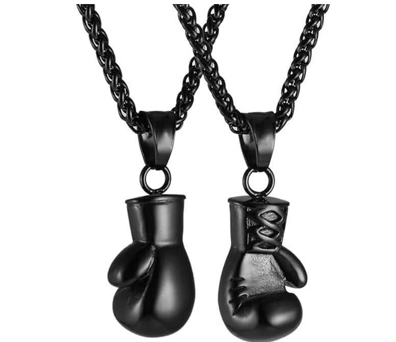 1. Planderful Stainless Steel Boxing Gloves Necklace for Men and Women Unisex Fitness Jewelry Gift