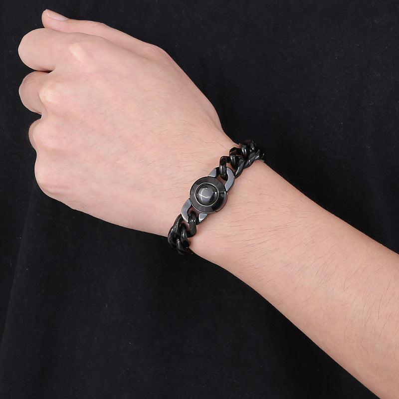 Bracelet Of The – Cnc Zircon Cuban Chain Titanium Steel Men's