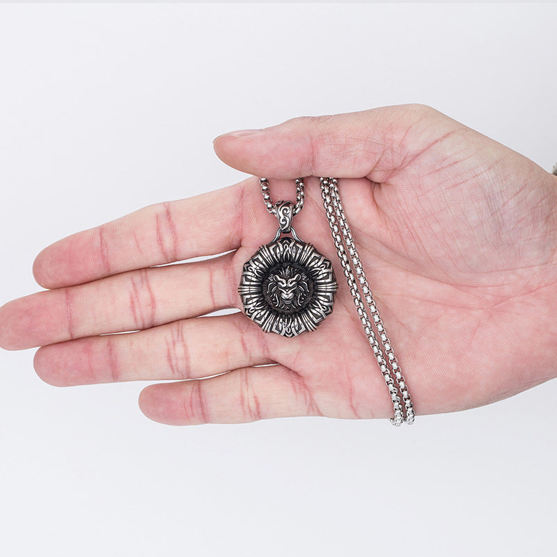 Stainless Steel Necklace - Statement Angry Lion Pendant