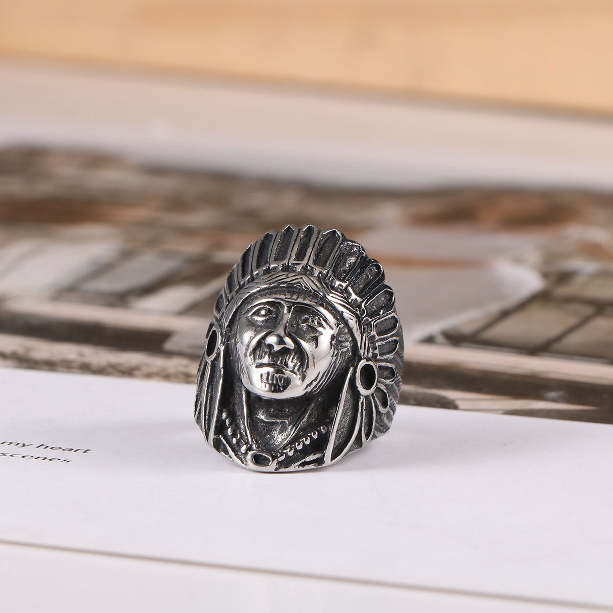 Vintage Indian Titanium Steel Ring Index Finger Punk Style