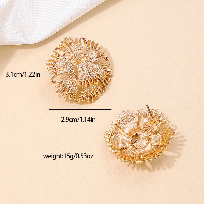 Medieval Elegance: Vienna Verve Metal Tassel Chest Flower Earrings