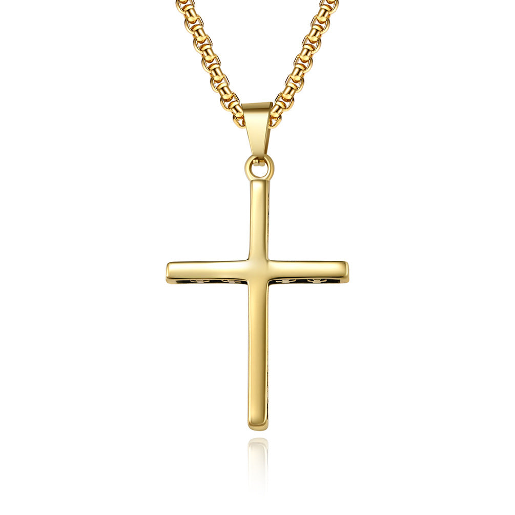 Cross-Border Amazon Titanium Steel Cross Necklace for Men