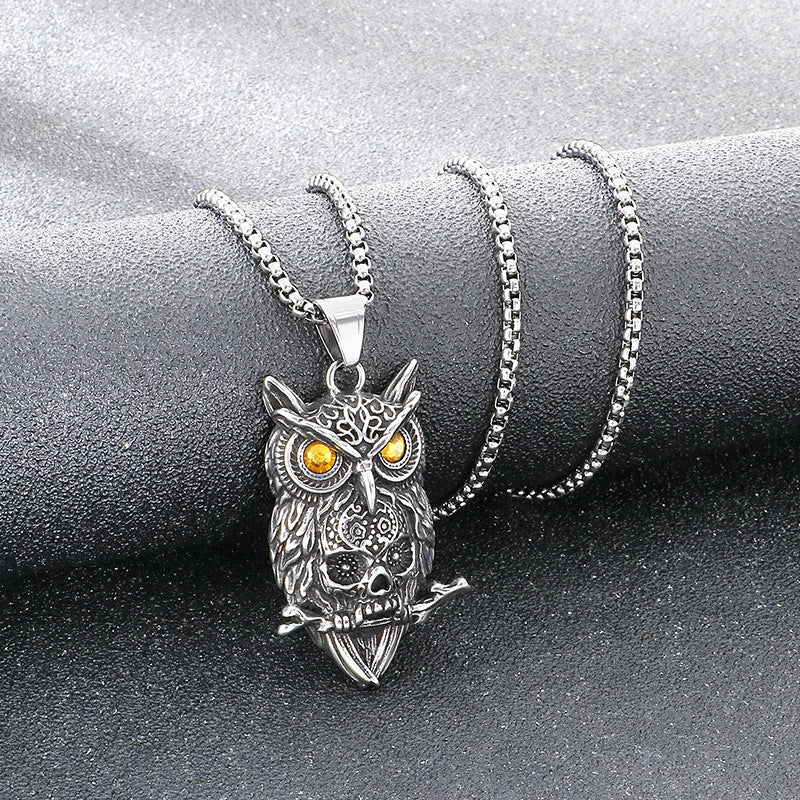Animal Elk Cobra Dinosaur, Halloween Spider Horns Skull Titanium Steel Men's Pendant Necklace