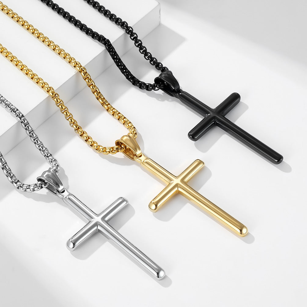 Cold Neutral European and American Titanium Steel Cross Necklace