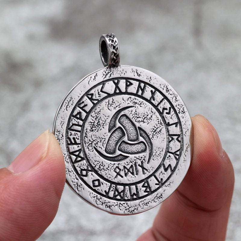 Planderful Odin Pendant Necklace Vintage Stainless Steel Unisex Double Sided Viking God Jewelry