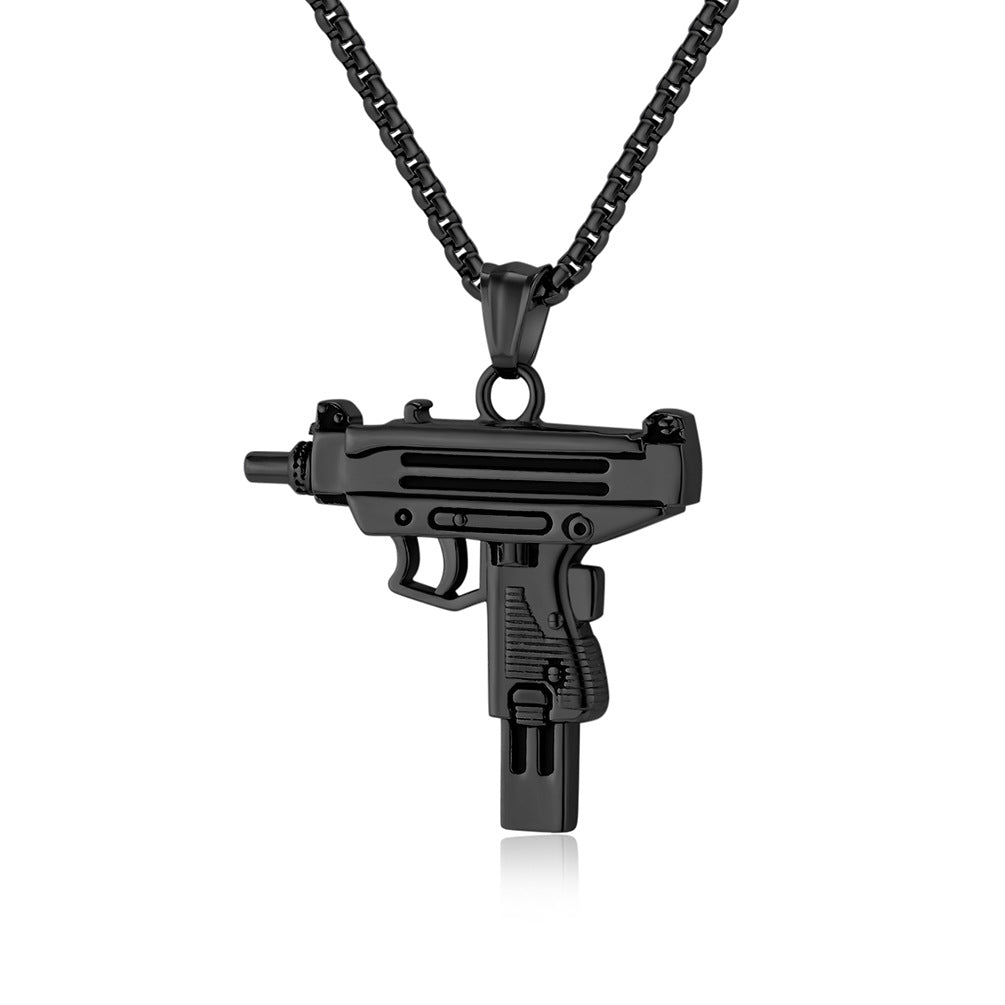 Titanium Steel Uzi Pendant: Elegance Meets Hip-Hop Style