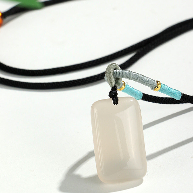 White Agate Peace Pendant Necklace