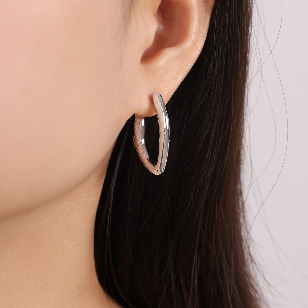 18K Gold Plated Geometric Earrings - Fashionable Titanium Steel Design
