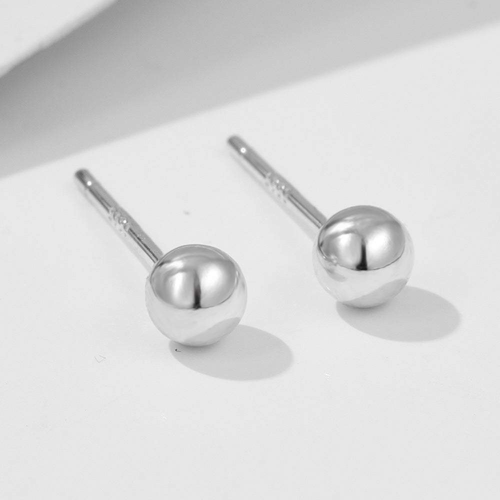 S925 Whole Body Sterling Silver Small Bead Stud Earrings
