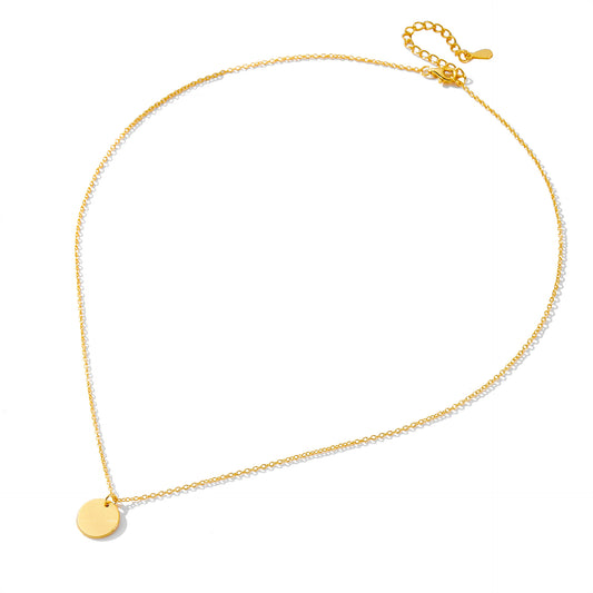 Retro Round Brand Pendant Sterling Silver Necklace Layered And Stacked