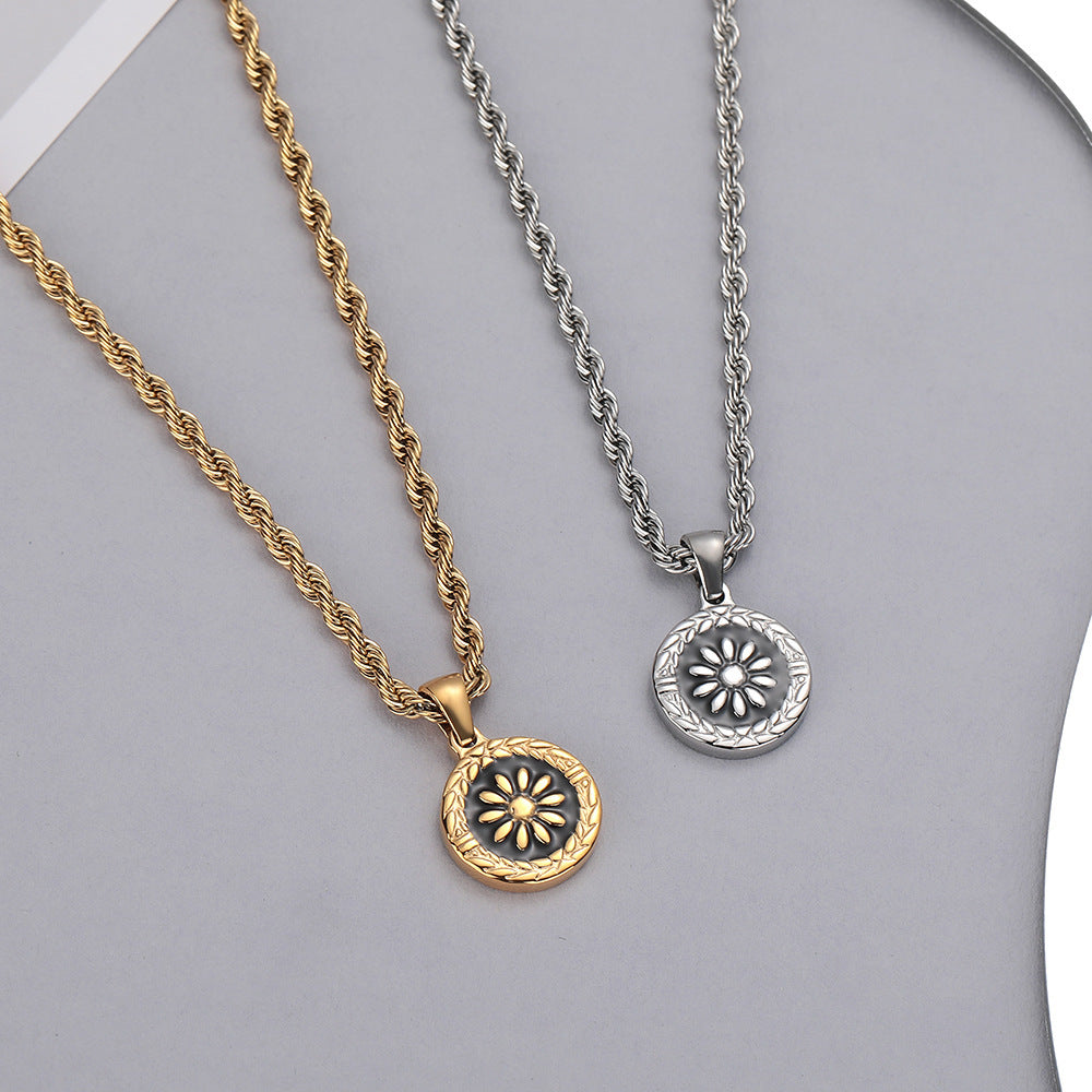 Planderful Jewelry Gold Coin Necklace Stainless Steel