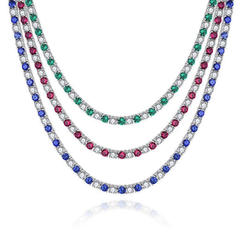 European And American High-End 3mm Lab Grown Gemstone Tennis Necklace With Zircon