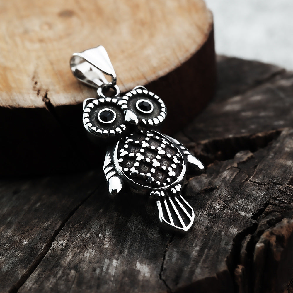 Punk Owl Stainless Steel Men's Pendant Necklace
