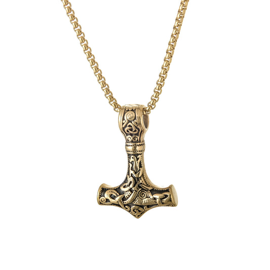 Nordic Viking Stainless Men's Pendant Double-Sided Quake Necklace