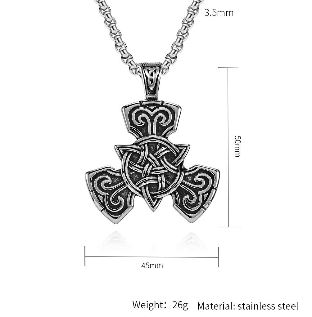 Planderful Viking Pendant Necklace For Men Stainless Steel Celtic Knot Nordic Jewelry