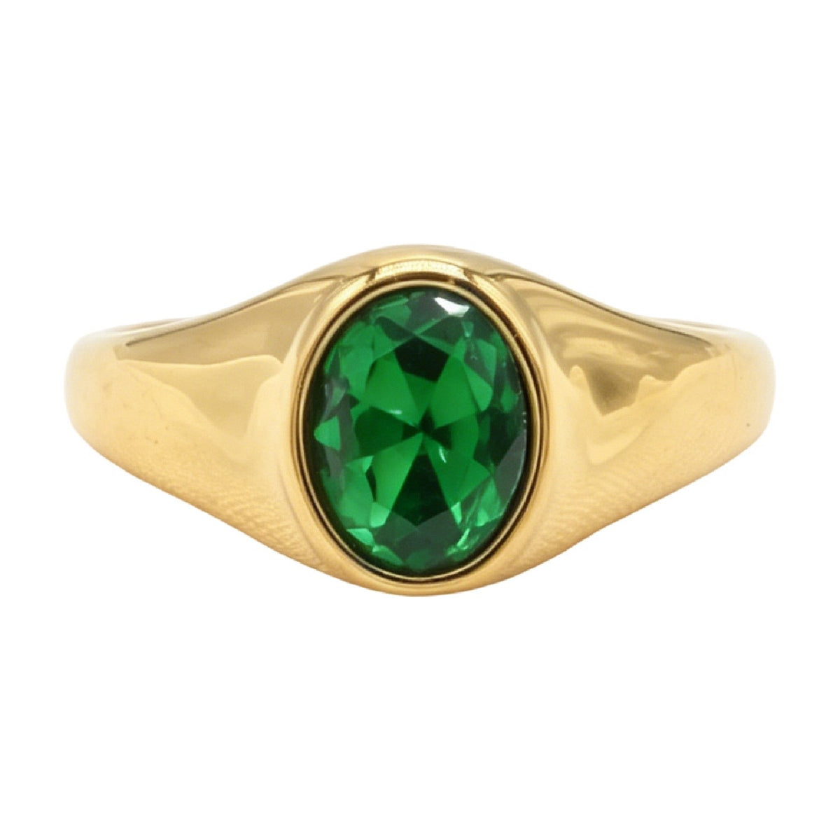 Multi-Color Gemstone Titanium Steel Ring