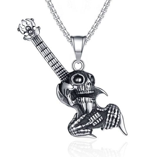 Stainless Steel Necklace - Statement Vintage Skull For Men