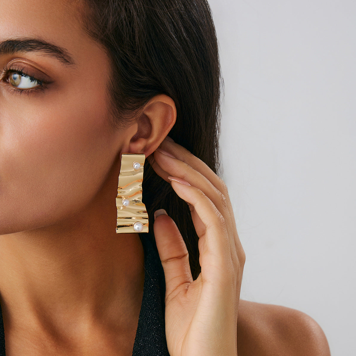 Planderful Vienna Verve Geometric Statement Earrings for Women Irregular Pleated Metal Jewelry