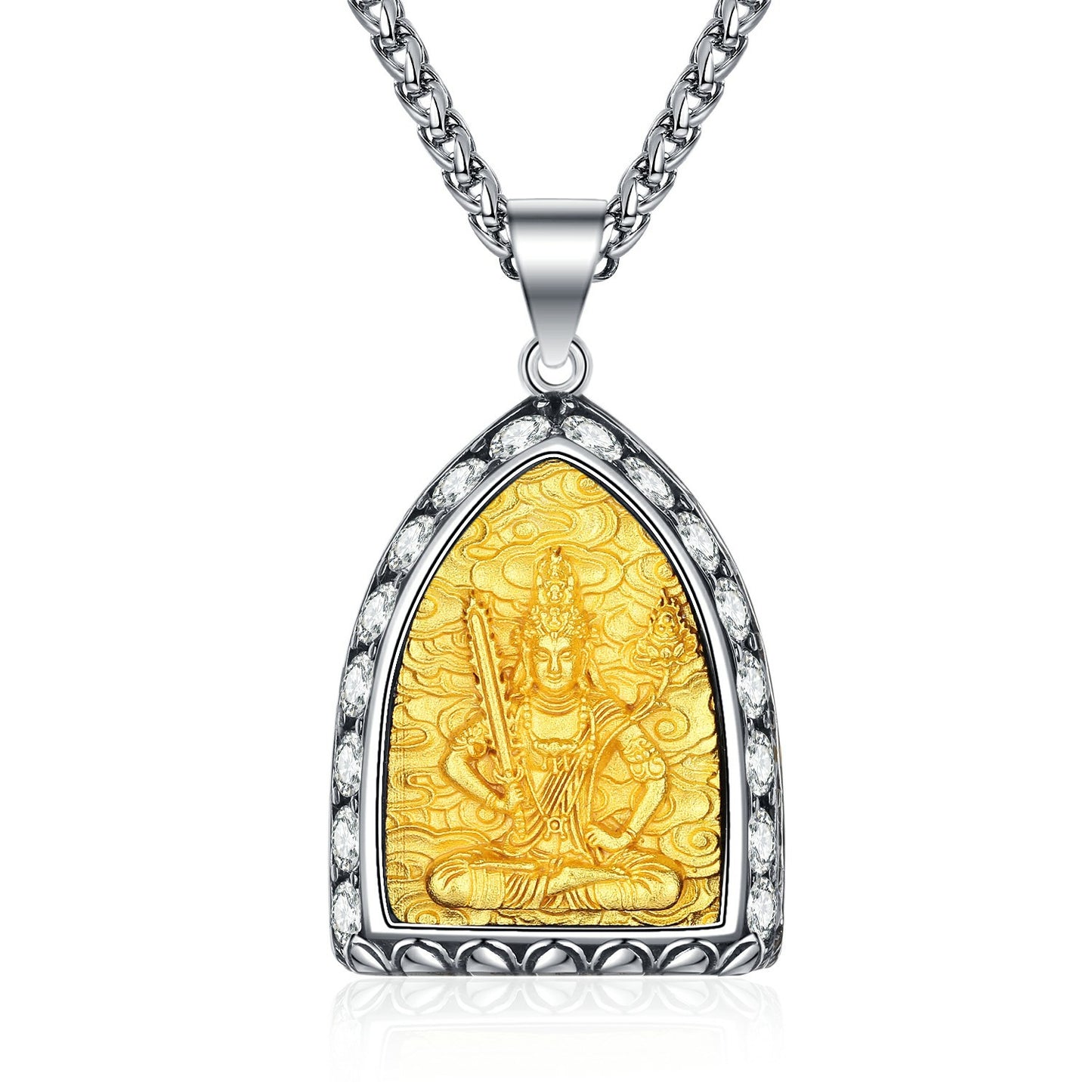 Zircon Necklace – Elegant Buddha Zodiac Stainless Steel Necklace for Men Everyday Wear