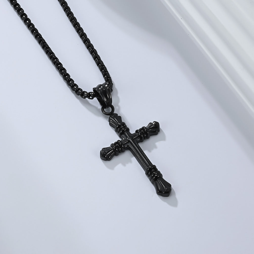 Planderful Premium Stainless Steel Cross Pendant For Men Autumn Fashion Necklace Bold Punk Style Everyday Accessory