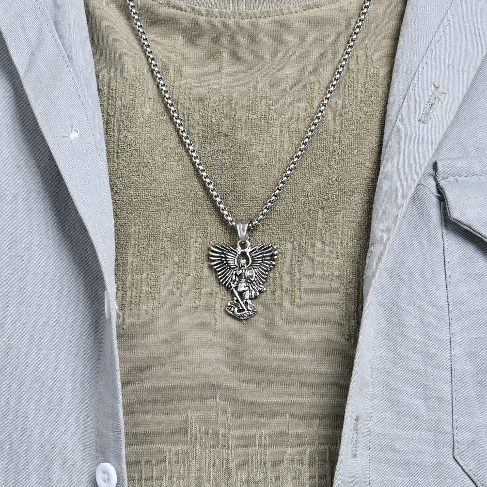 Saint Michael Titanium Steel Necklace For Men Planderful
