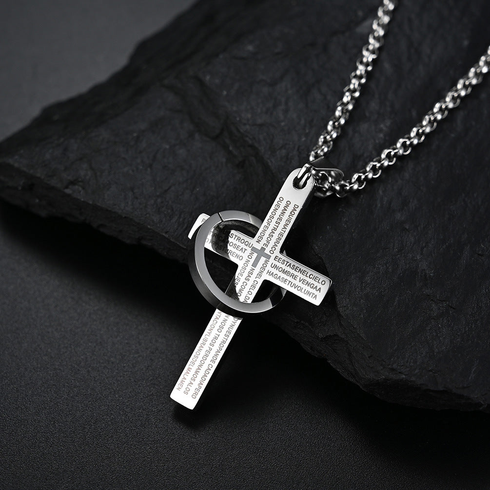Planderful Titanium Steel Cross Necklace For Streetwear Fans Versatile Everyday Genie Pendant