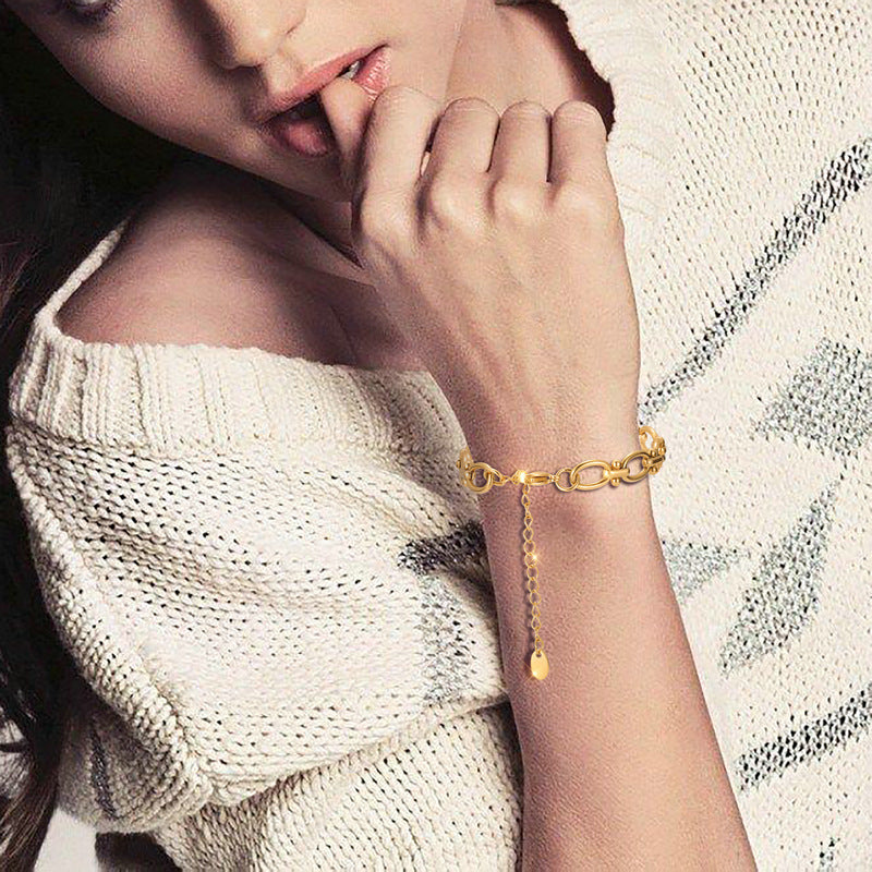 Planderful Jewelry Gold Splicing Chain Bracelet Stainless Steel For Couples Everyday Luxury