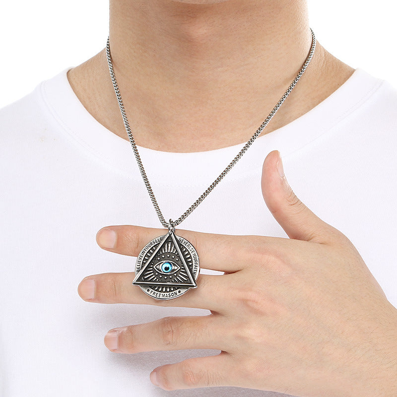 Planderful Men Double Sided Nordic Rune Pendant Titanium