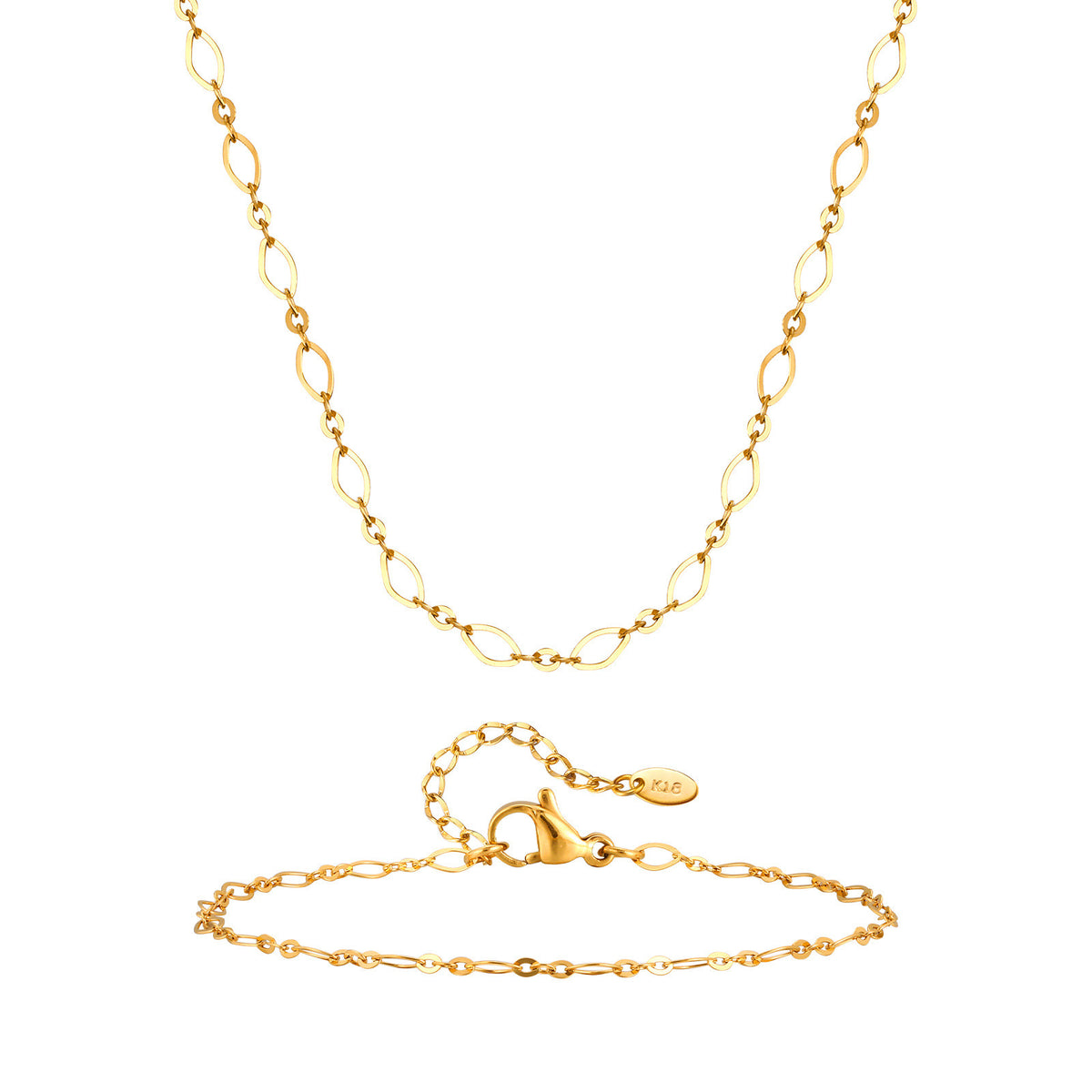 Rhombus Handmade Chain Gold Stainless Steel Bracelet