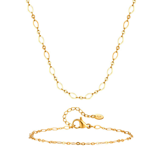 Rhombus Handmade Chain Gold Stainless Steel Bracelet