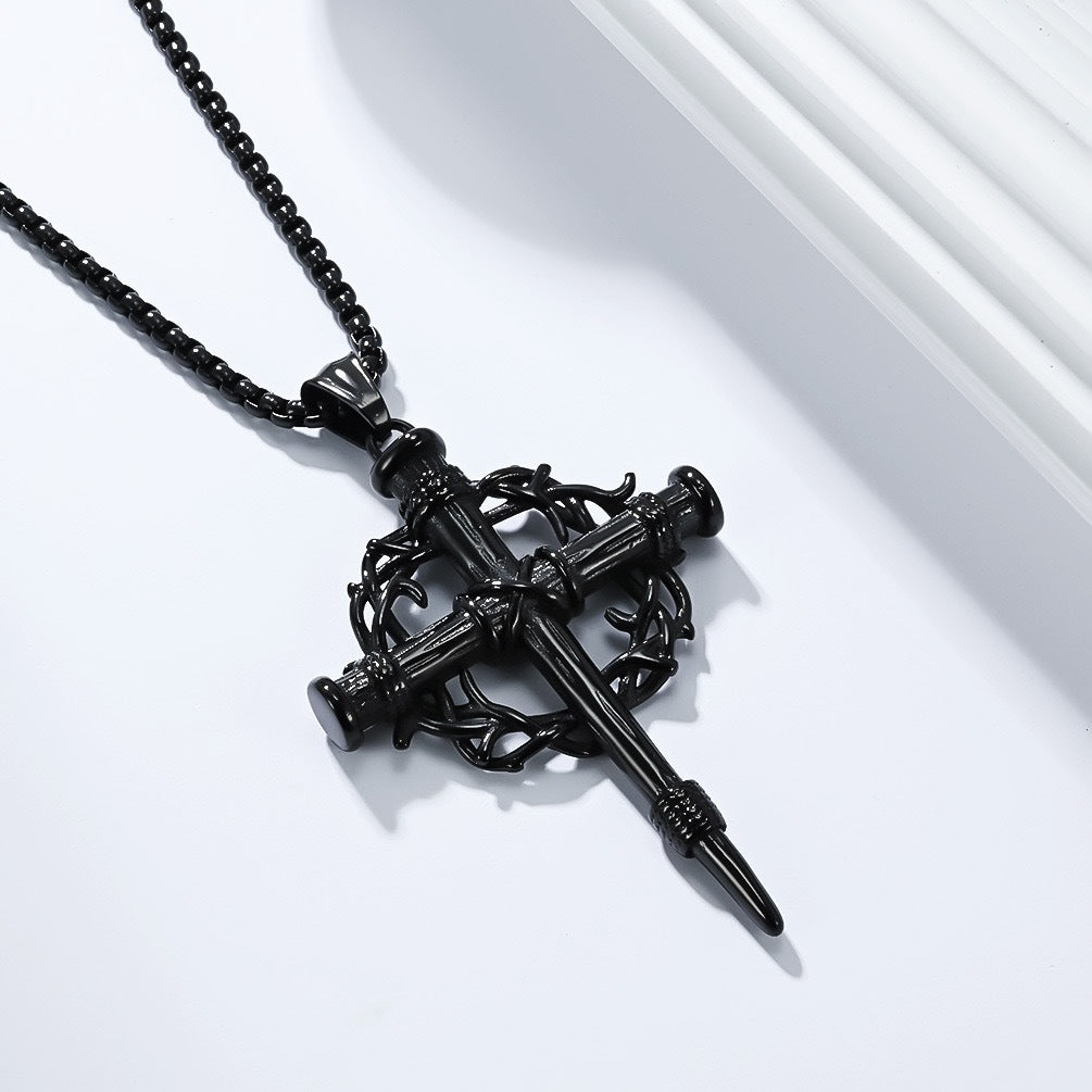 Punk Cross Stainless Steel Men's Pendant Necklace
