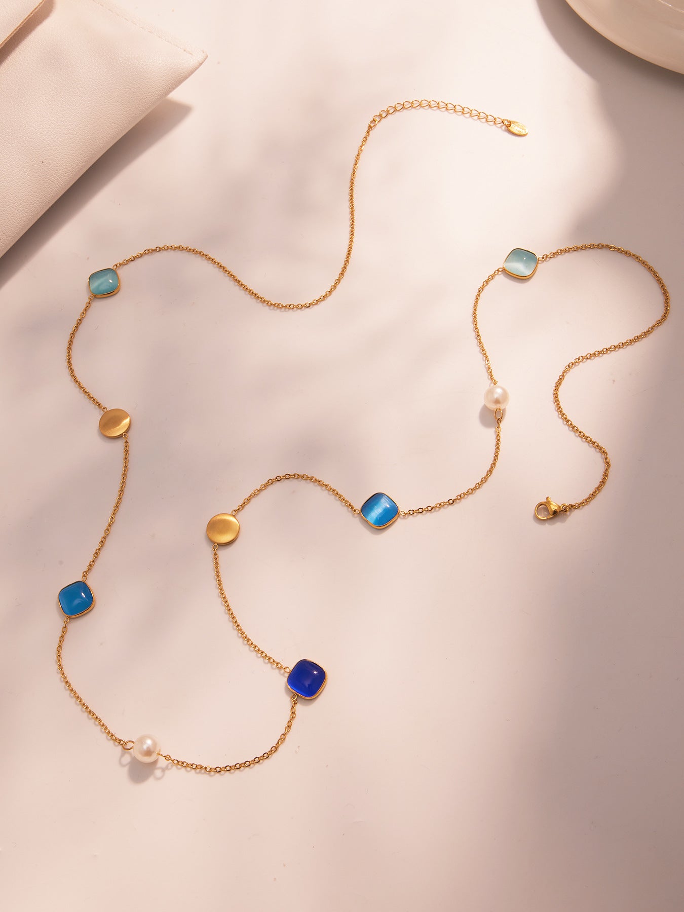 Planderful Candy Color Opal Necklace Gold Plated For Women