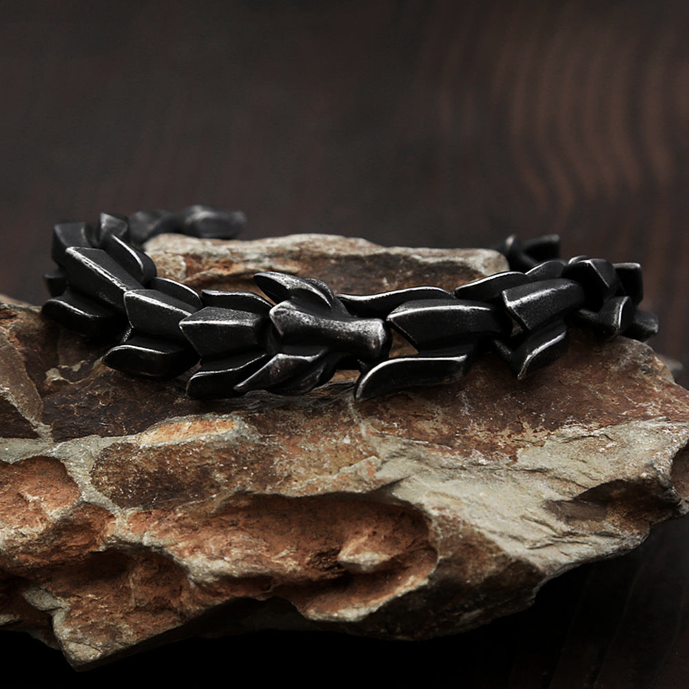 Planderful Mens Titanium Steel Keel Bracelet Customizable Punk Style Chain Jewelry