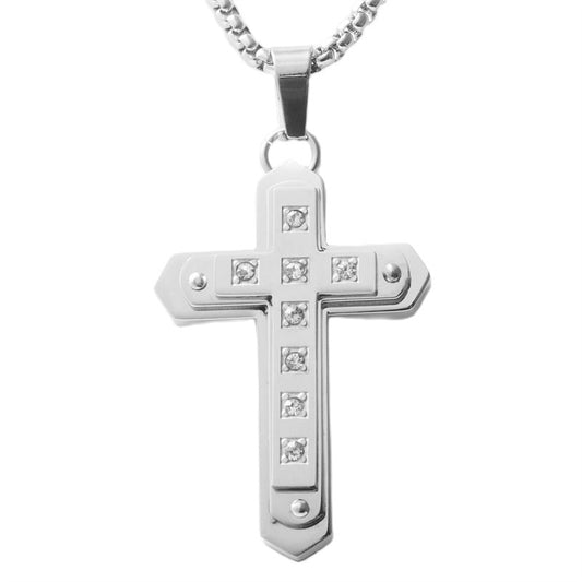 Personalized Retro Titanium Steel Cross Pendant Necklace for Men - Trendy Stainless Steel Design