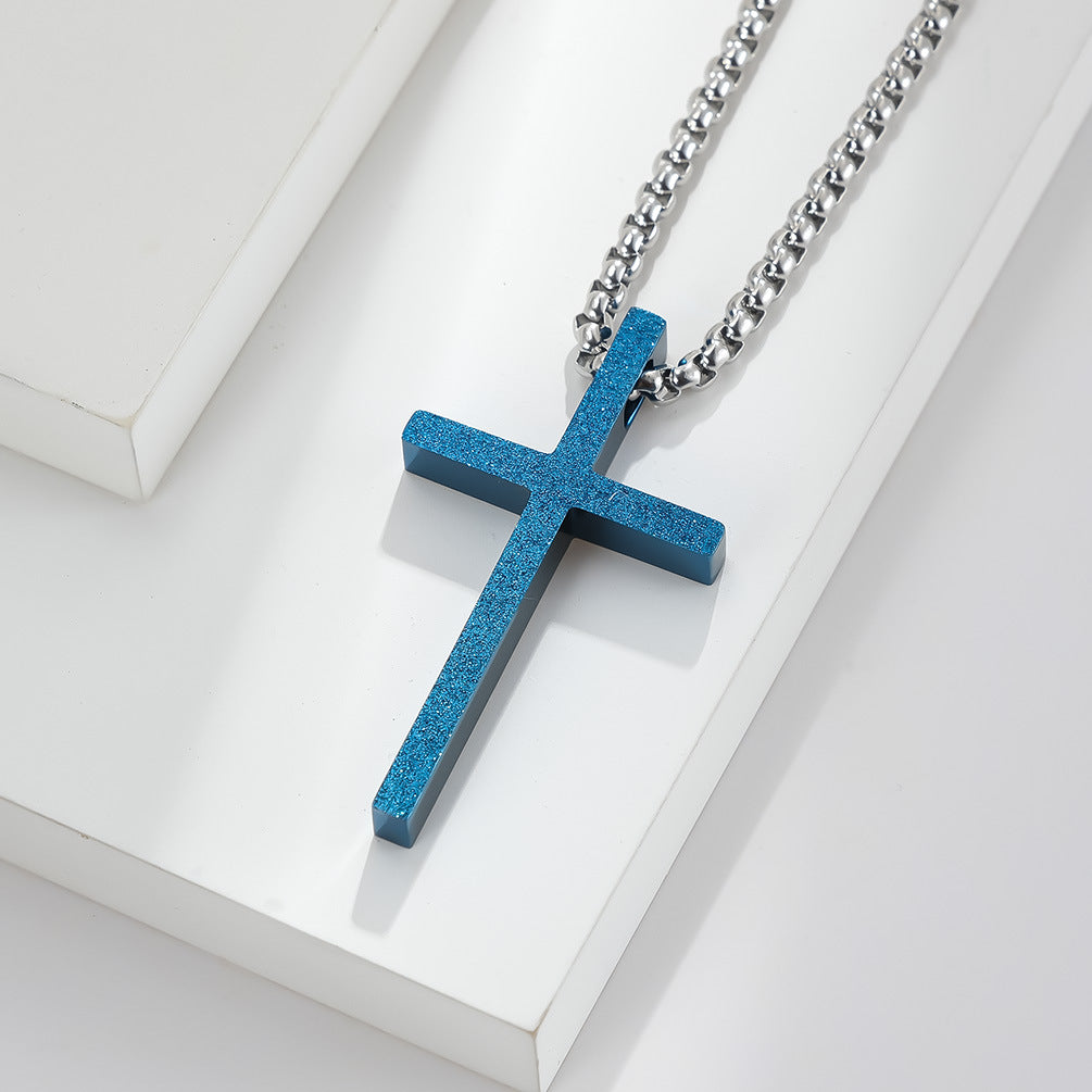 Planderful Cross Necklace Pendant Matte Titanium Steel For Everyday Wear Gift For Him